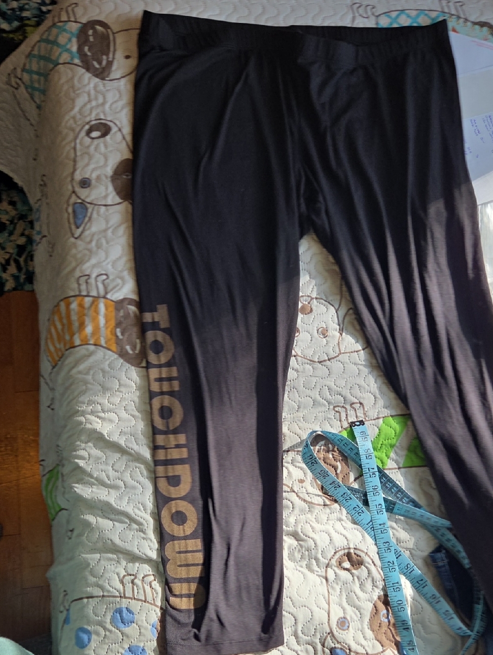 Women's Black Leggings with Gold Touchdown Side Logo